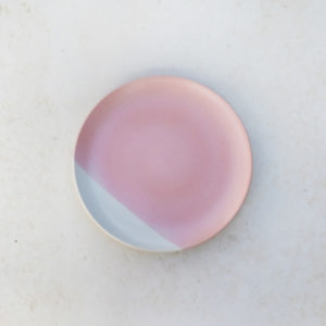 pink and white dinner plate