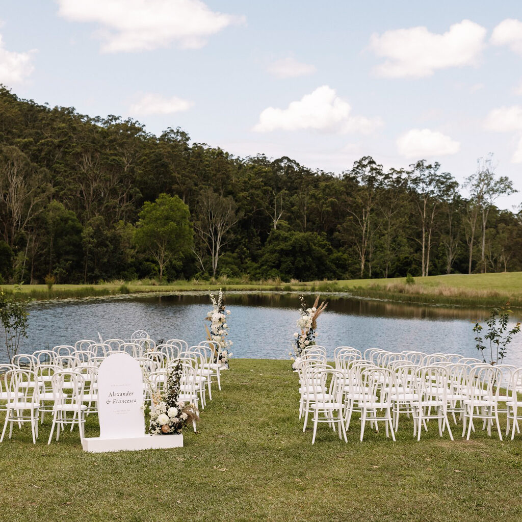 gold coast lake front wedding ceremony