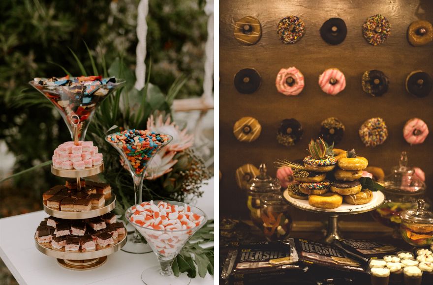 Interactive dessert station and donut wall display