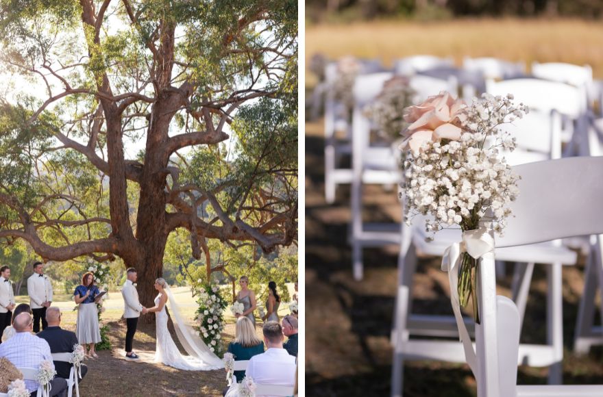 Images of wedding reception under the tree