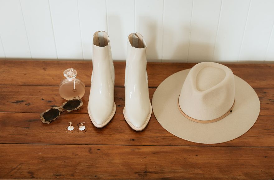 White boots for a paddock wedding