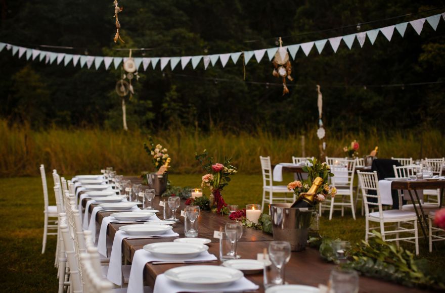 Reception tables set up in the open air